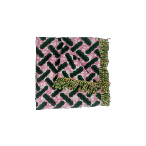 Pochette coussin vert à motifs