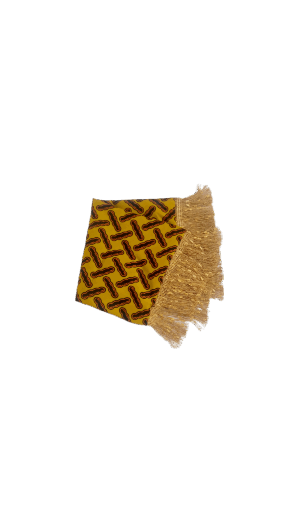 Pochette coussin jaune à motifs